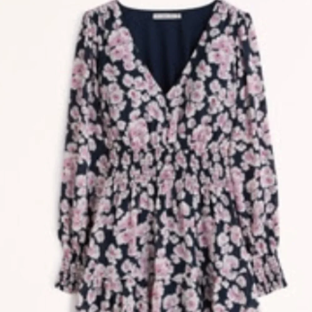 Abercrombie Long-Sleeve Smocked Waist Mini Dress (Petite XS) - Picture 2 of 5